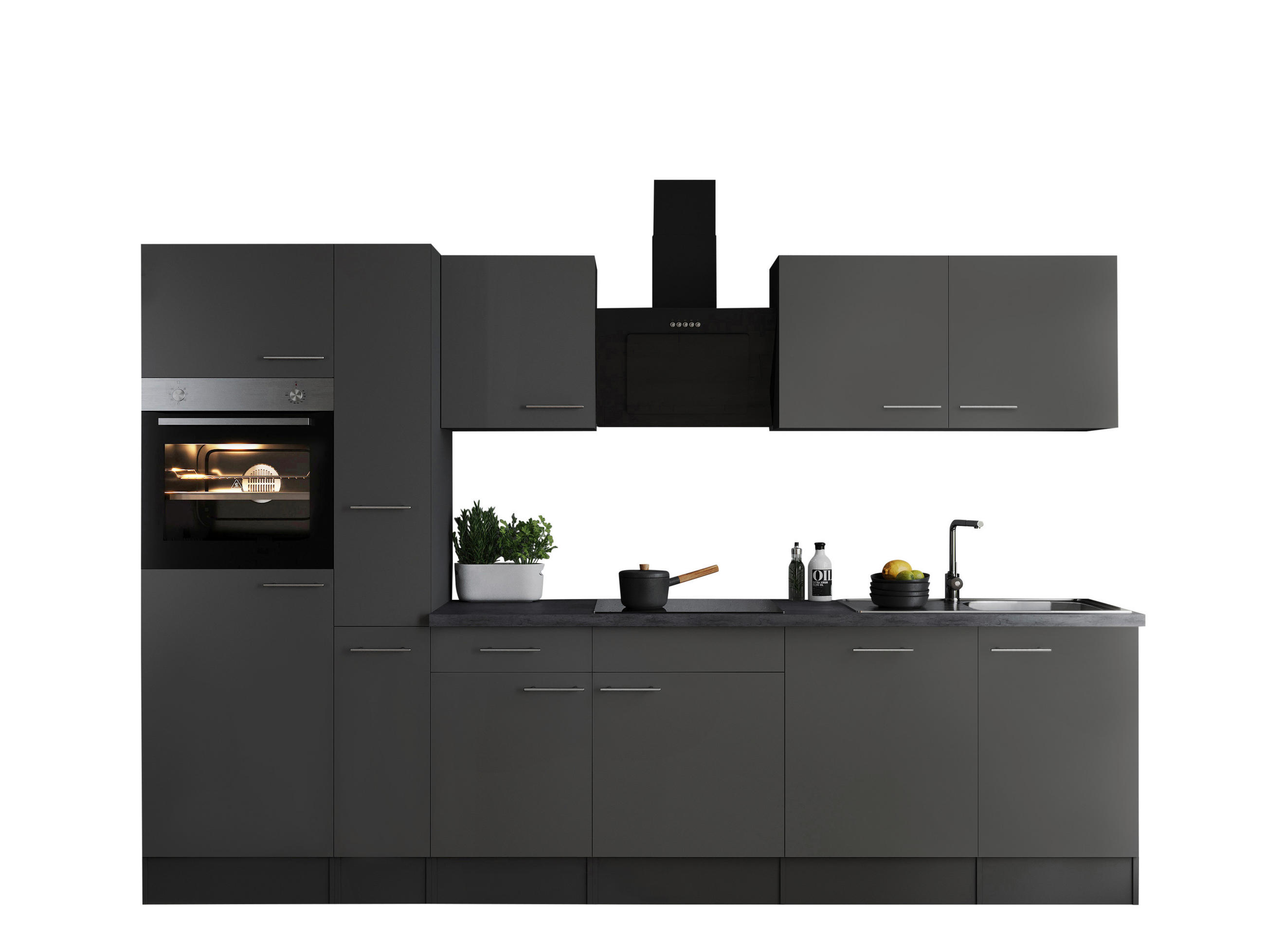 MODULKÖK 310 cm i grå - silver/grå, Design, metall/trämaterial (310cm) - Respekta