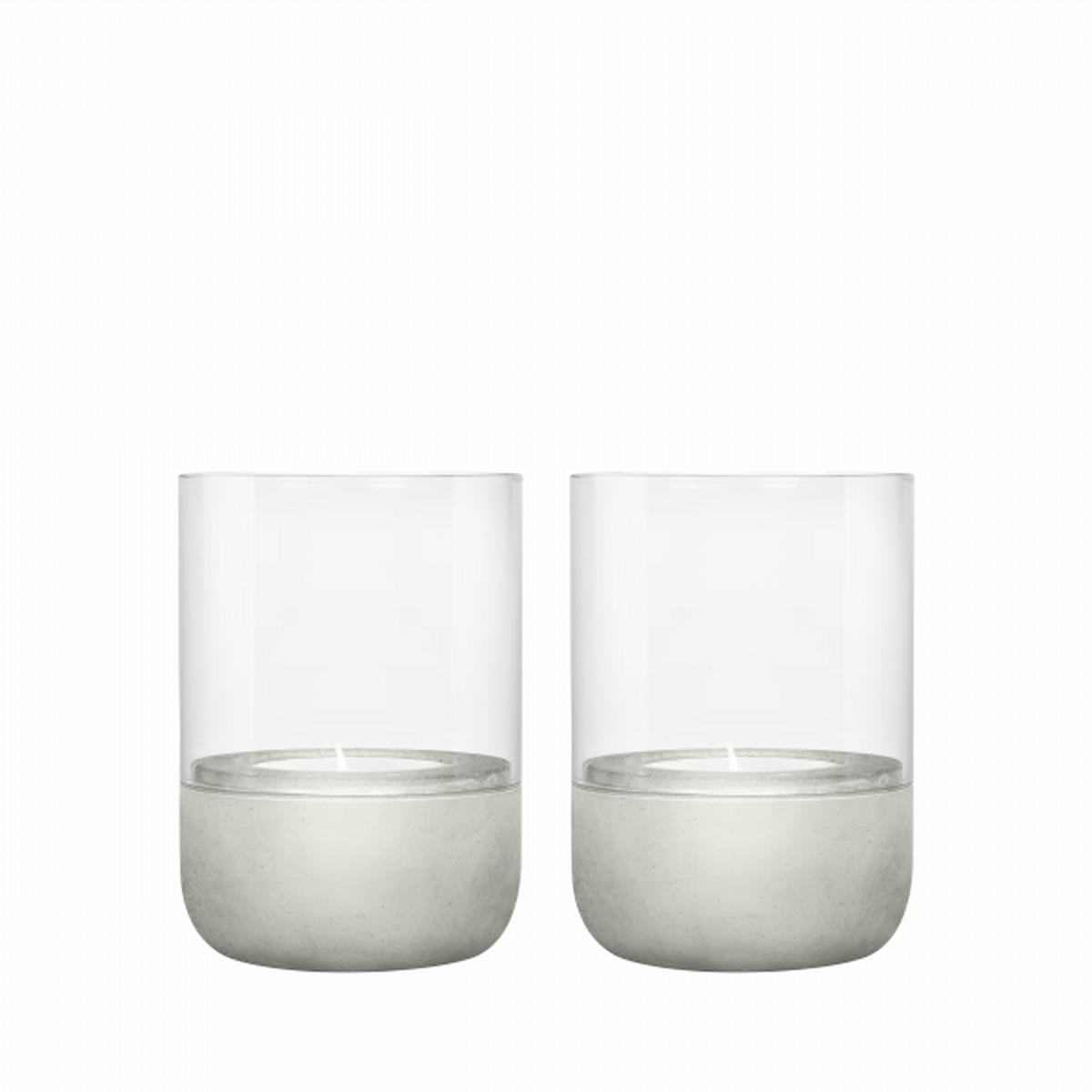 WINDLICHTSET Klar, Greige 7,2/9,5 cm  - Klar/Greige, Design, Glas/Stein (7,2/9,5cm) - Blomus
