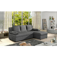 ECKSOFA Dunkelgrau Webstoff  inkl.  - Dunkelgrau/Schwarz, Design, Kunststoff/Textil (201/143cm) - MID.YOU