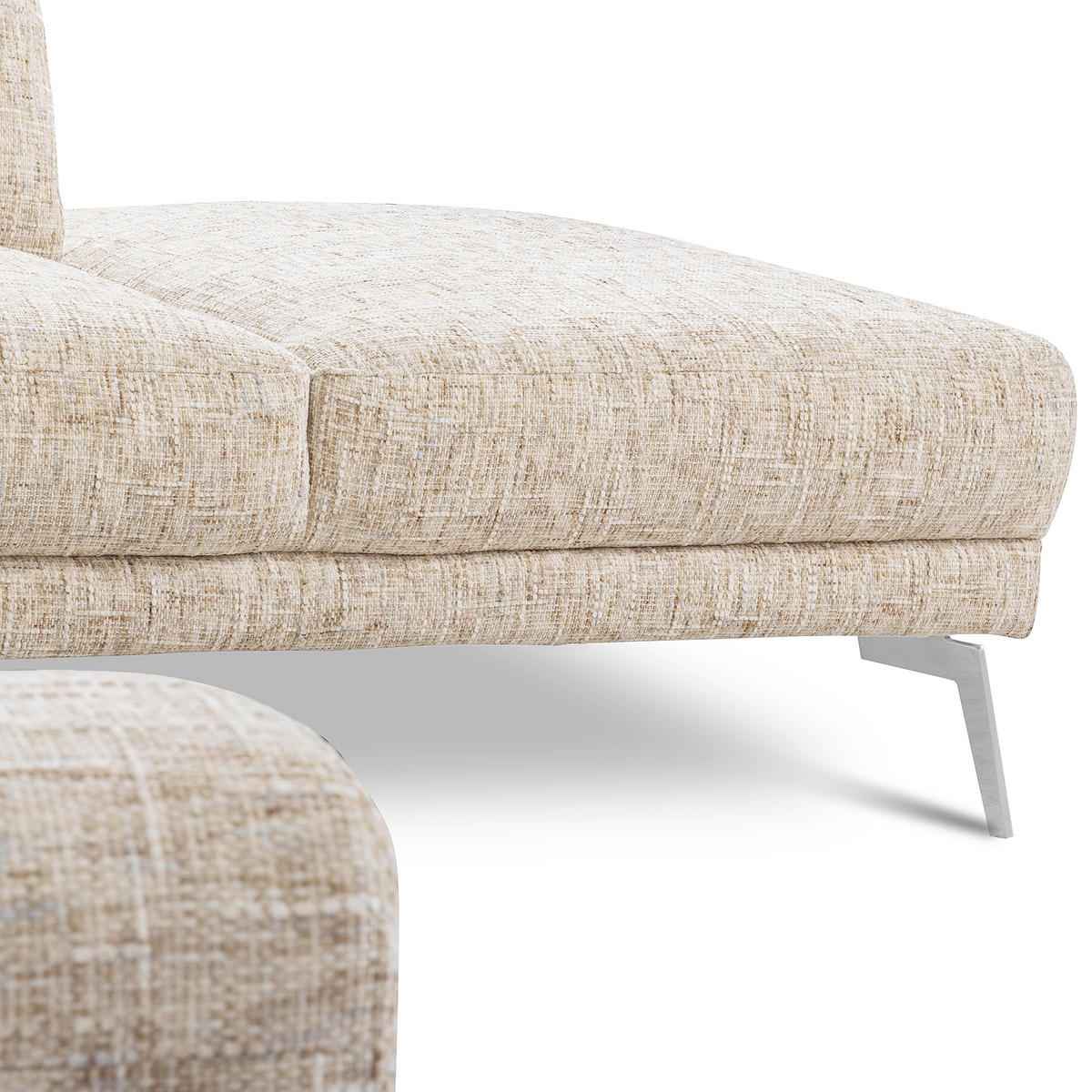 ECKSOFA  Webstoff Beige  - Chromfarben/Beige, Design, Textil/Metall (273/250cm) - Livetastic