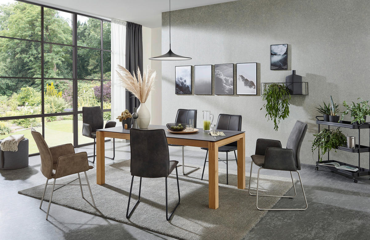 ESSTISCH in Holz, Kunststoff 180(270)/90/76 cm  - Eichefarben/Graphitfarben, Design, Holz/Kunststoff (180(270)/90/76cm) - Dieter Knoll