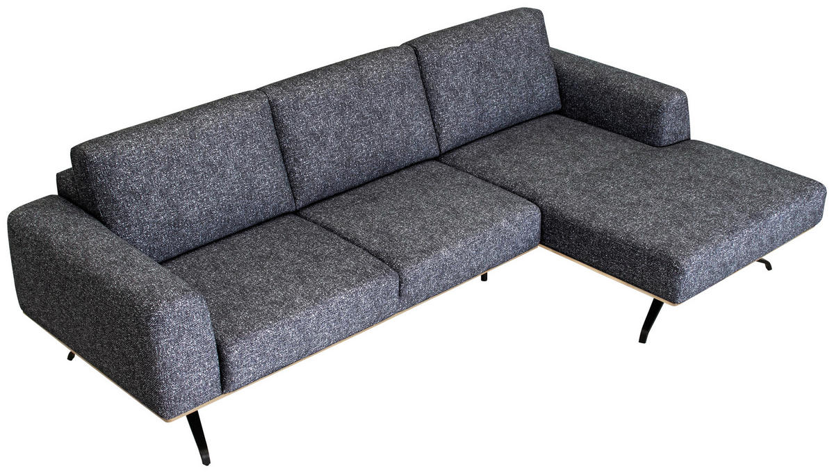 ECKSOFA in Struktur Graphitfarben  - Schwarz/Graphitfarben, Design, Textil/Metall (262/157cm) - Novel