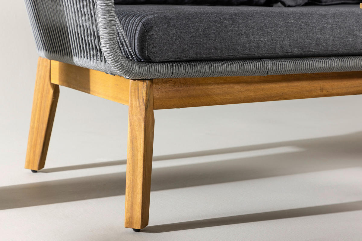 LOUNGEGARNITUR 2-teilig  210/160 cm  Akazie Aluminium  - Dunkelgrau/Grau, KONVENTIONELL, Holz/Kunststoff (210/160cm) - Gardenson