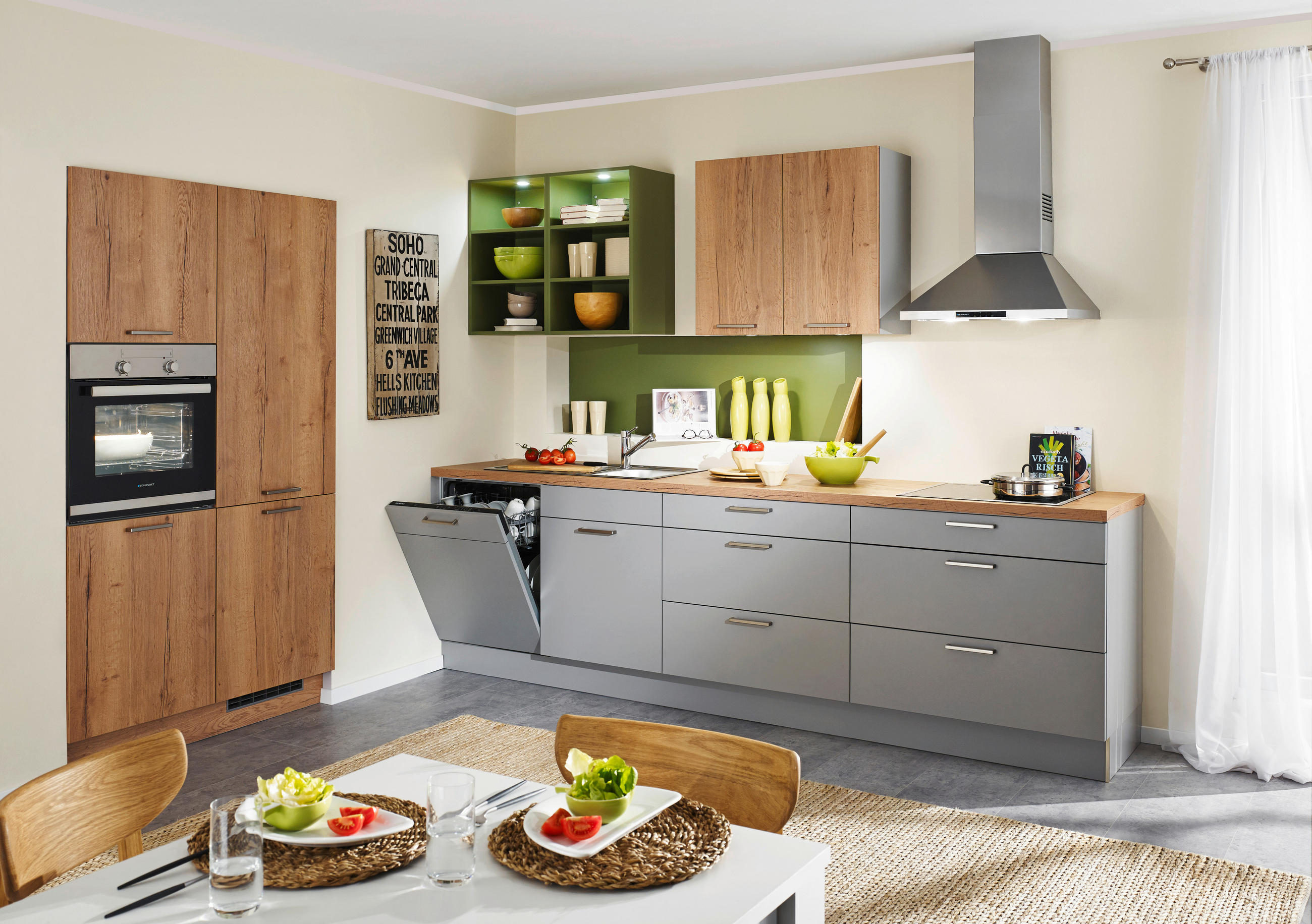 EINBAUKÜCHE UNO  - Grau, Design, Holzwerkstoff - Moderano