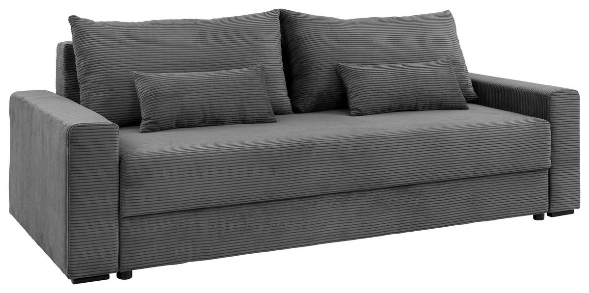 SCHLAFSOFA in Cord Dunkelgrau  - Dunkelgrau/Schwarz, KONVENTIONELL, Kunststoff/Textil (233/92/108cm) - Carryhome