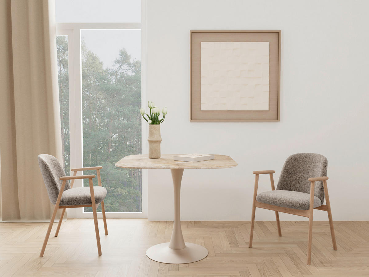 ESSTISCH in Metall, Keramik 90/90/75 cm  - Braun/Grau, MODERN, Keramik/Metall (90/90/75cm) - MID.YOU