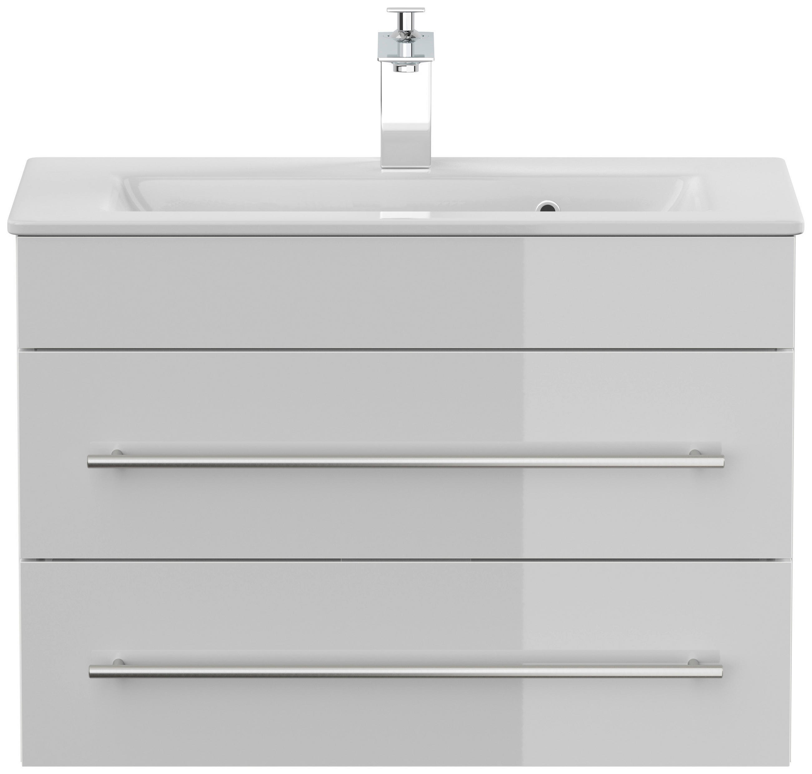 BADEZIMMER  in 70,4 cm  - Weiß Hochglanz/Silberfarben, MODERN, Keramik/Holzwerkstoff (70,4cm) - MID.YOU