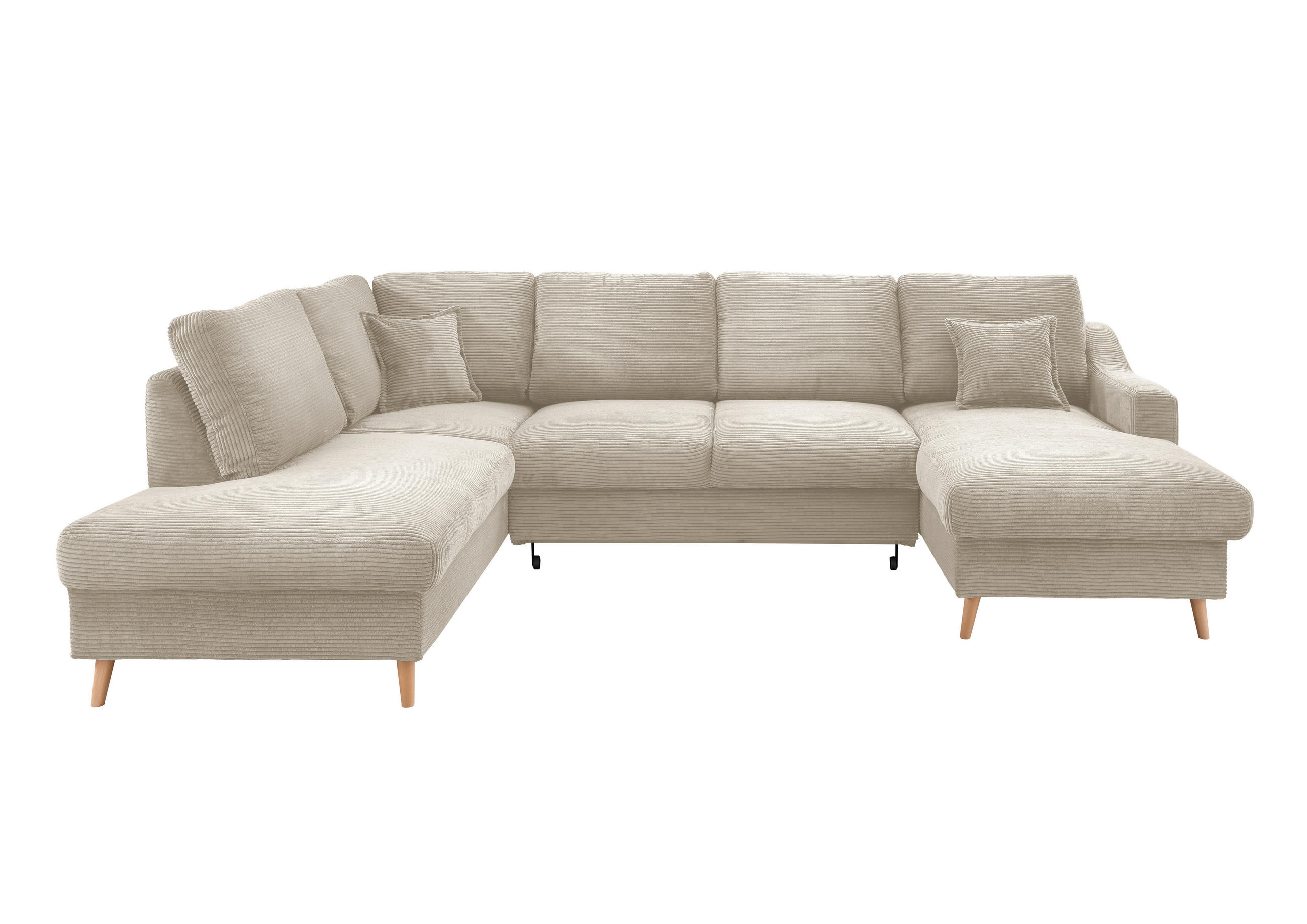 WOHNLANDSCHAFT Cord Beige  - Beige/Naturfarben, Konventionell, Holz/Textil (200/301/150cm) - P & B