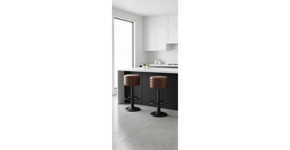 BARHOCKER Echtleder Braun, Schwarz Eisen Lederauswahl  - Schwarz/Braun, LIFESTYLE, Leder/Metall (36/78/36cm) - Landscape