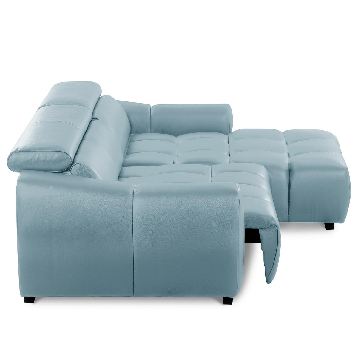 ECKSOFA  Echtleder Hellblau  - Schwarz/Hellblau, Design, Leder/Kunststoff (274/177cm) - Livetastic