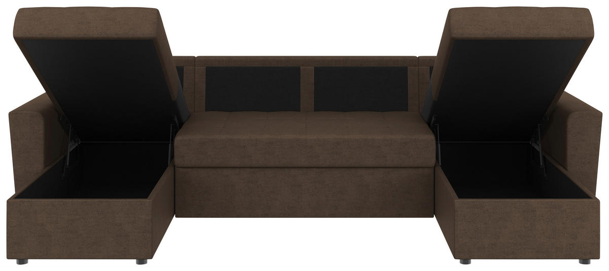 WOHNLANDSCHAFT TERMOLI Braun Jacquard  - Schwarz/Braun, Design, Kunststoff/Textil (155/296/155cm) - MID.YOU