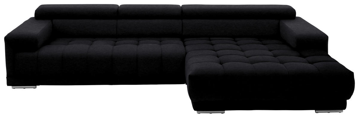 ECKSOFA Mikrofaser Anthrazit  - Anthrazit/Silberfarben, Design, Textil/Metall (335/190cm) - Beldomo Speed