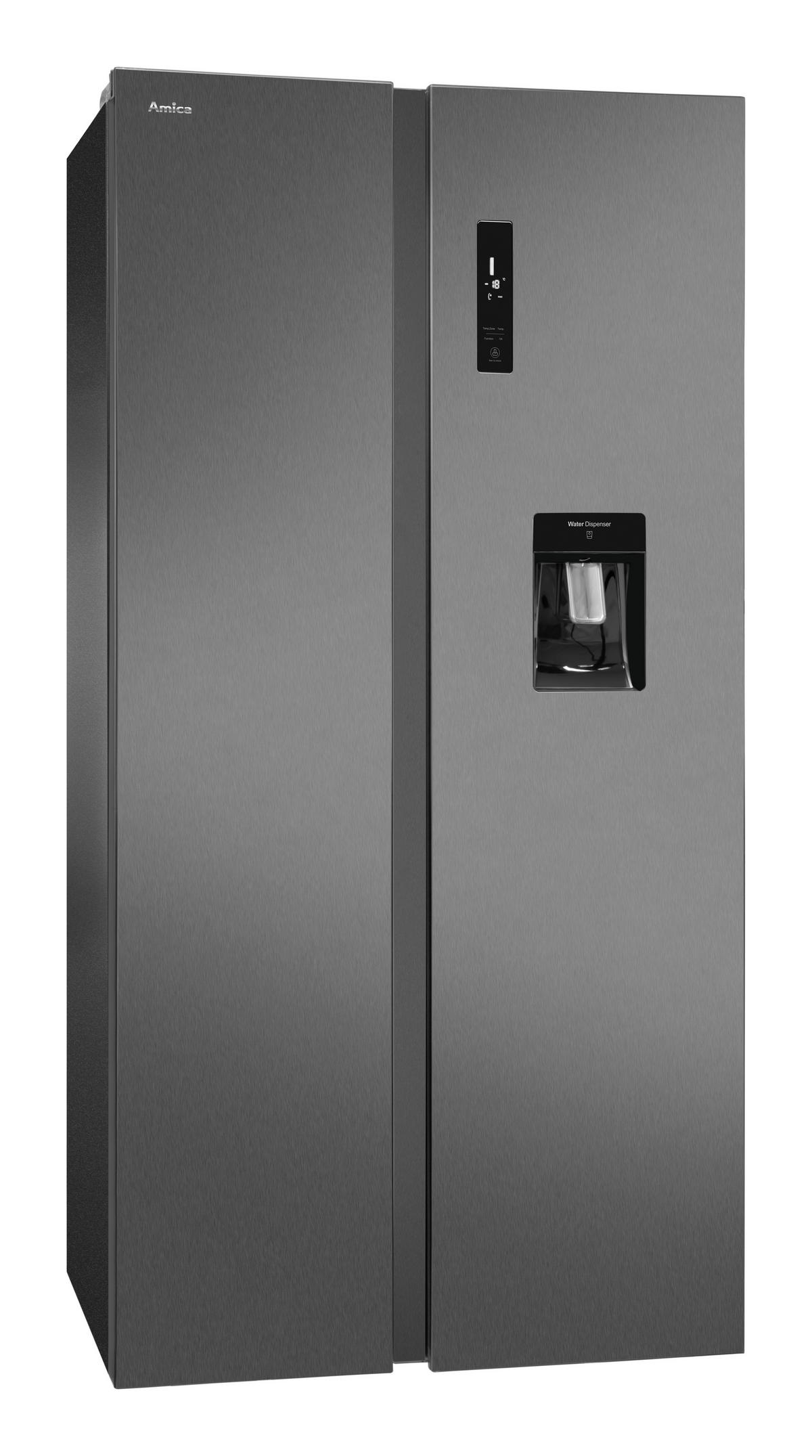 SIDE-BY-SIDE 91,2/177,0/70,4 cm SBSN397155S  - Edelstahlfarben/Schwarz, Basics, Kunststoff/Metall (91,2/177,0/70,4cm) - Amica