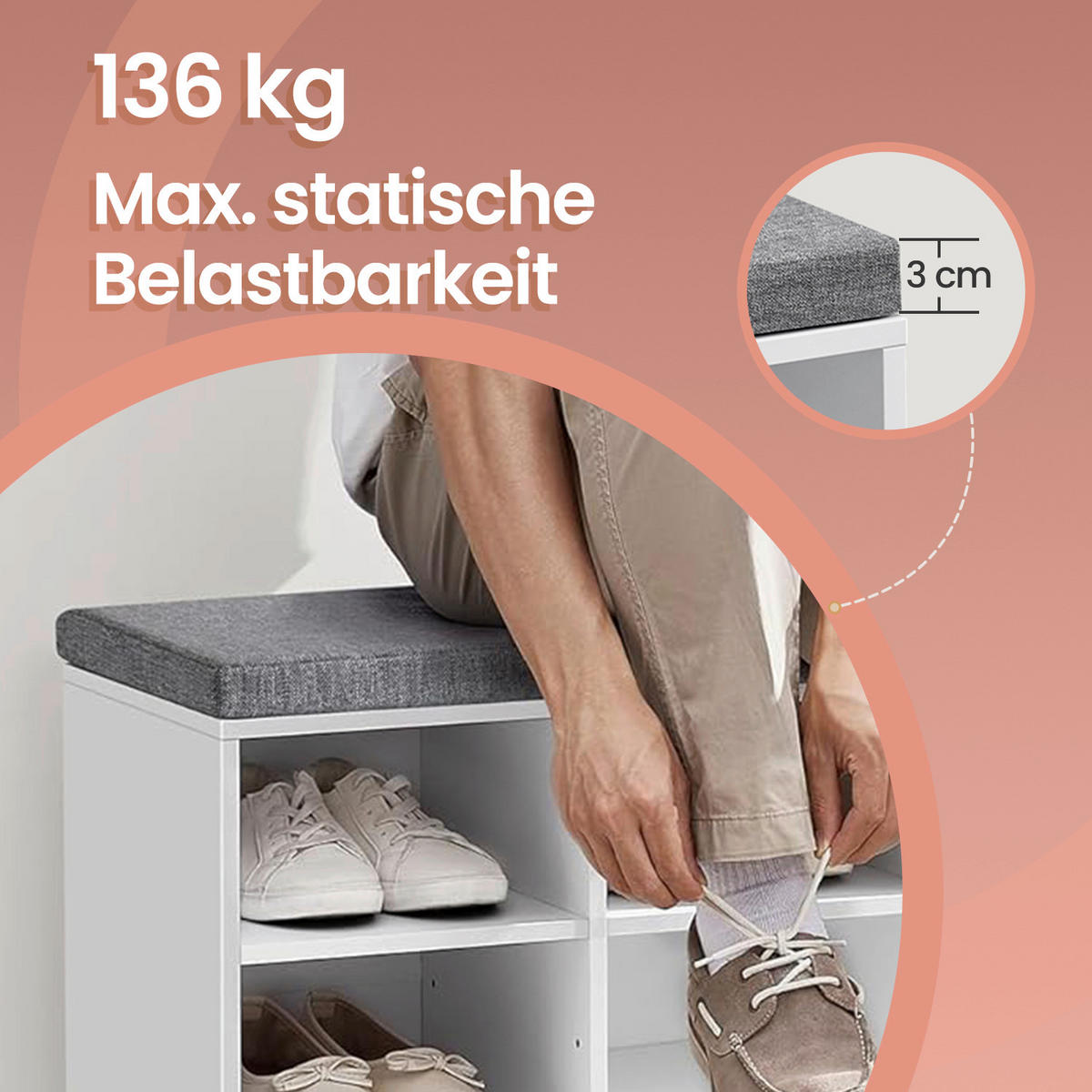 SCHUHREGAL Grau, Weiß  - Weiß/Grau, Trend, Holzwerkstoff (78,5/48/30,3cm) - MID.YOU