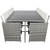 GARTENTISCHGRUPPE Stahl  - Creme/Grau, MODERN, Glas/Kunststoff - Ambia Garden