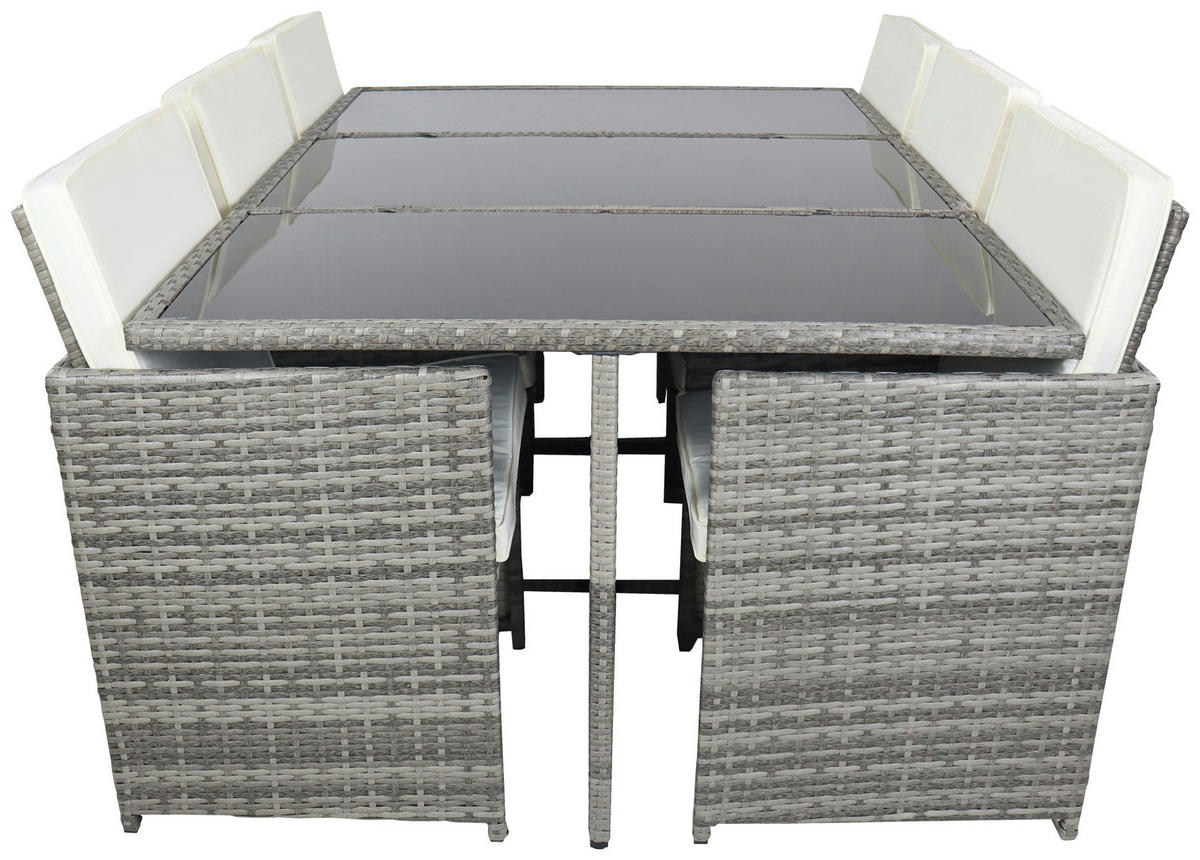 GARTENTISCHGRUPPE Stahl  - Creme/Grau, MODERN, Glas/Kunststoff - Ambia Garden