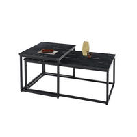 SOFFBORD SET i metall, sten  - svart, Design, metall/sten (100/50/35cm) - Livetastic