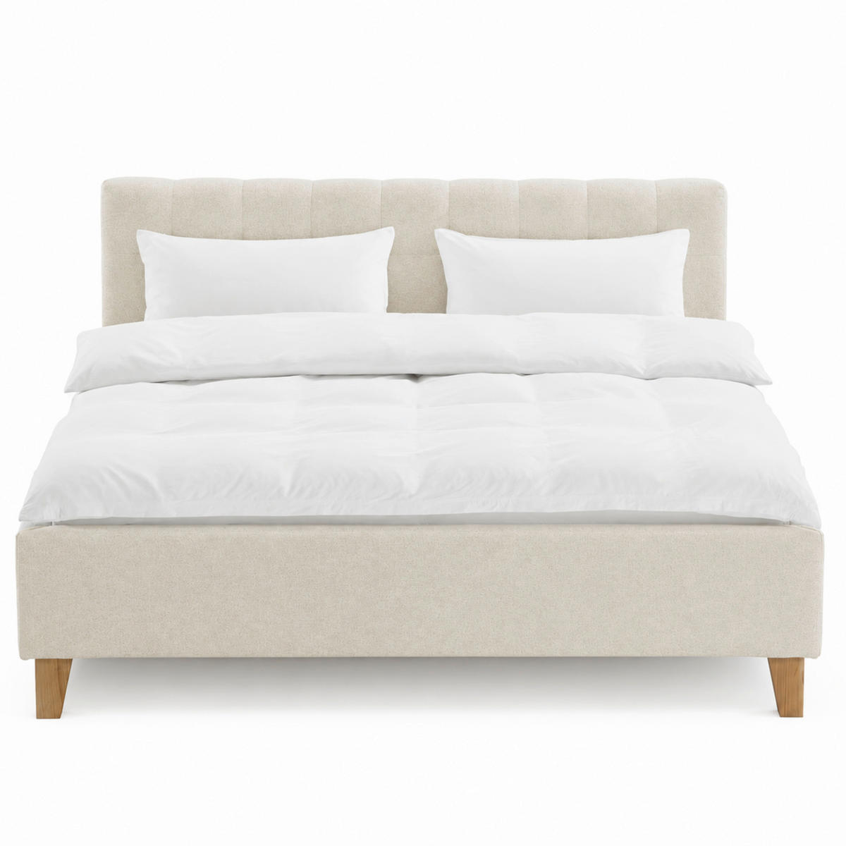POLSTERBETT 200/200 cm,  in Creme,  - Eichefarben/Creme, MODERN, Holz/Textil (200/200cm) - MID.YOU
