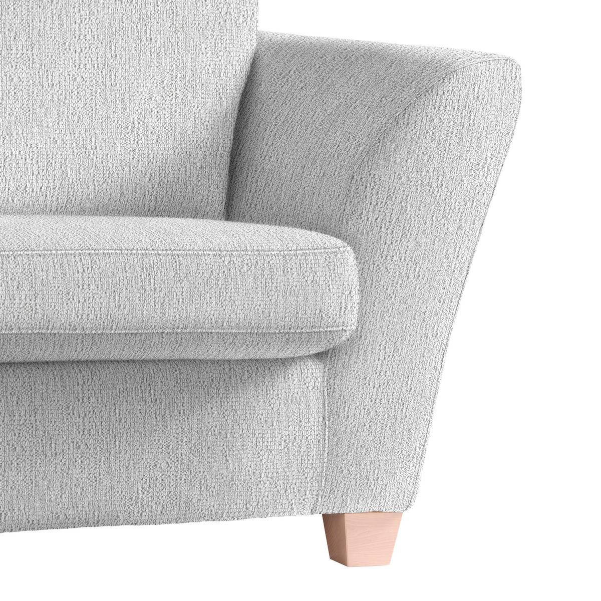 2-SITZER-SOFA in chenille couleur argentée  - couleur écru/couleur argentée, textile/bois (190/70-85/95cm) - MID.YOU