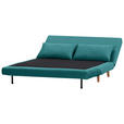 SCHLAFSOFA Samt Petrol  - Petrol/Naturfarben, Design, Holz/Textil (141/81/90cm) - Carryhome