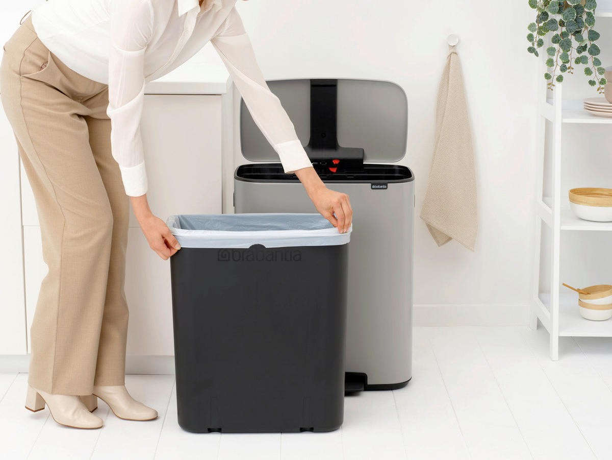 KANTA SA PAPUČICOM  60 l   - svetlosiva/antracit, Osnovno, metal/plastika (36,3/65,2/54,10cm) - Brabantia