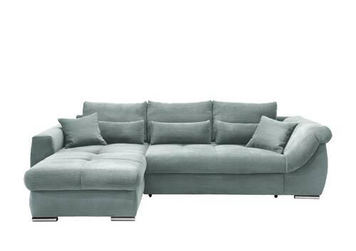 ECKSOFA in Cord Hellblau  - Chromfarben/Hellblau, Modern, Holz/Textil (188/302cm) - MID.YOU