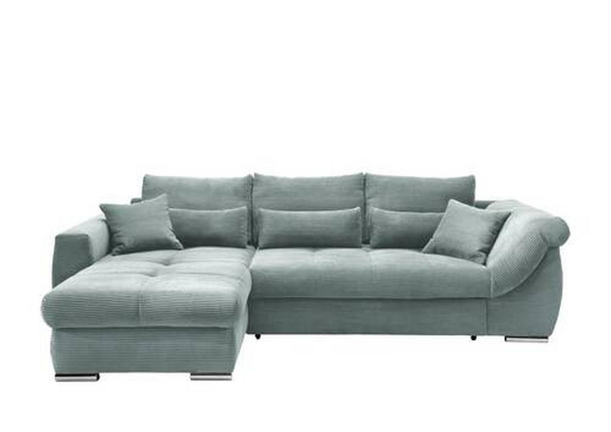 ECKSOFA Hellblau Cord  - Chromfarben/Hellblau, MODERN, Holz/Textil (188/302cm) - MID.YOU