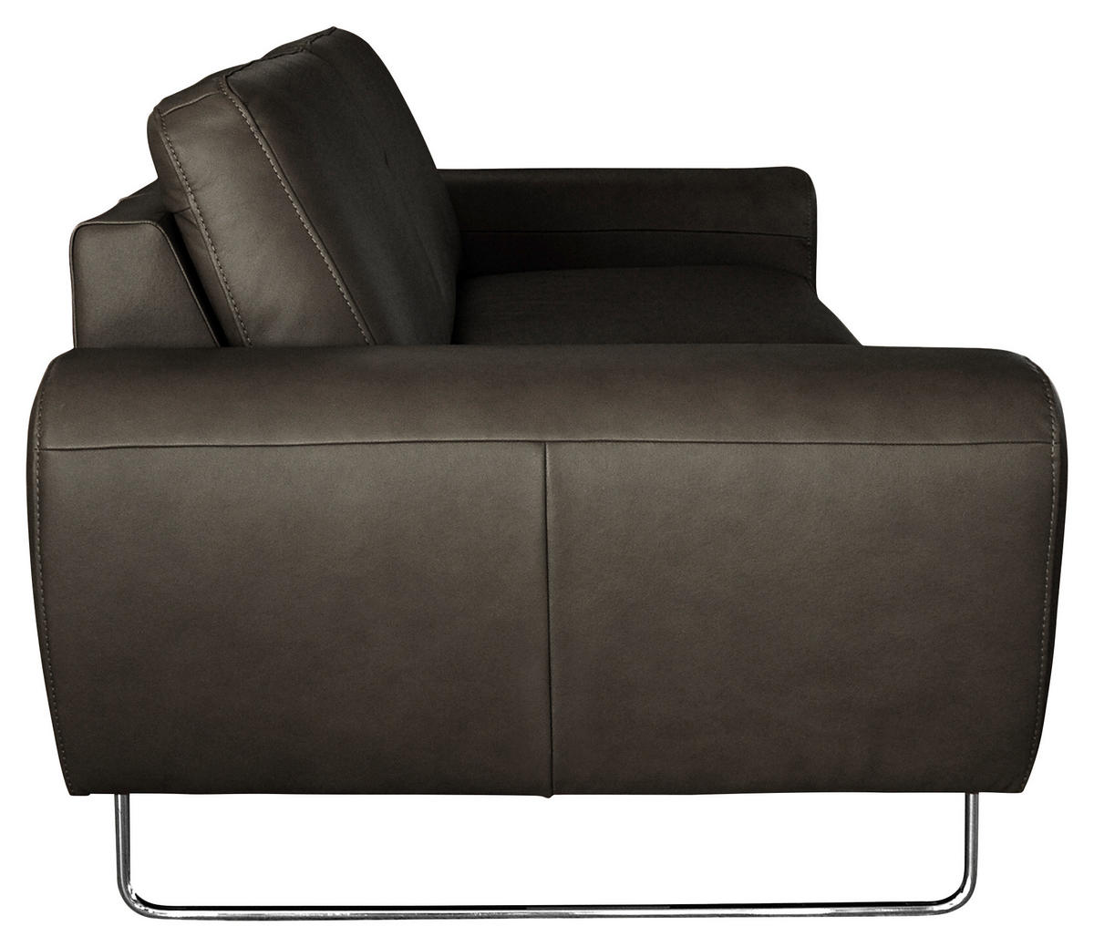 2-SITZER-SOFA in Echtleder Schwarz  - Chromfarben/Schwarz, Design, Leder/Metall (177/85/92cm) - Livetastic
