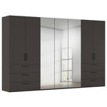 DREHTÜRENSCHRANK 350/223/61 cm,  in Graphitfarben, 7-türig  - Chromfarben/Schwarz, Basics, Glas/Holzwerkstoff (350/223/61cm) - Novel