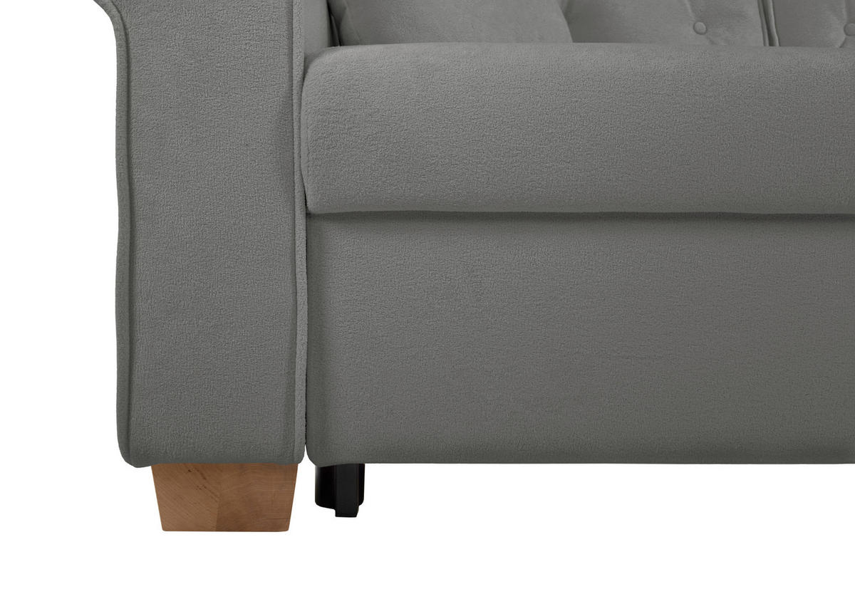 SCHLAFSOFA in Bouclé Grau  - Buchefarben/Grau, Design, Holz/Textil (240/94/98cm) - MID.YOU