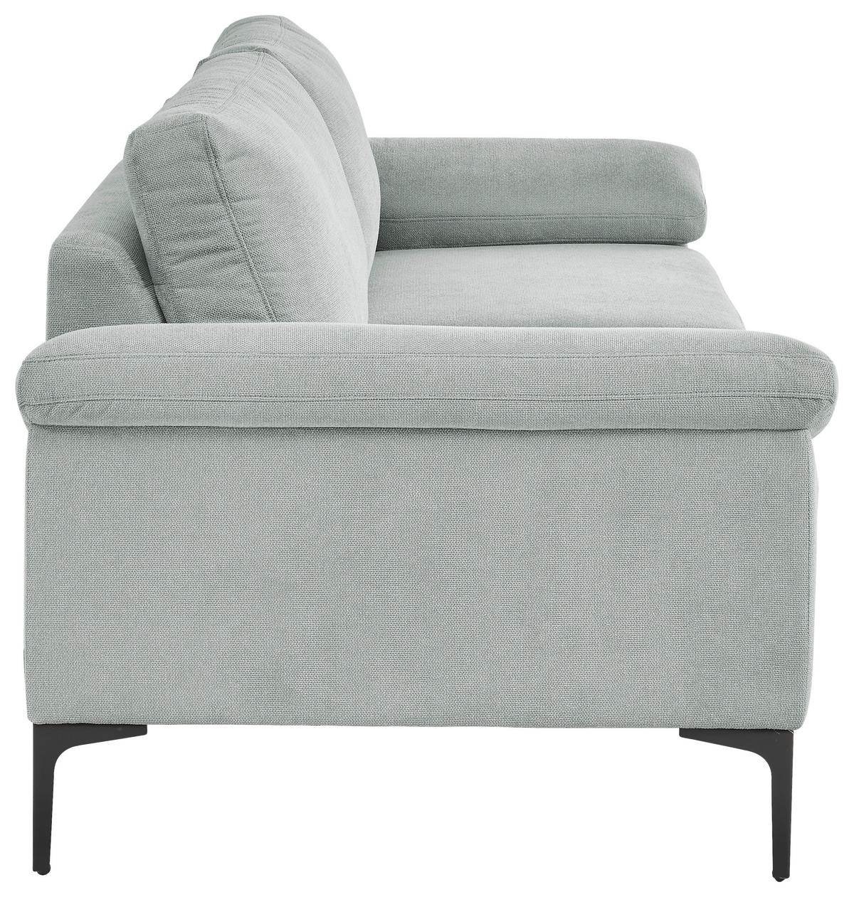 3-SITZER-SOFA in Flachgewebe Blaugrau  - Blaugrau/Schwarz, Design, Textil/Metall (226/89/97cm) - Pure Home Lifestyle