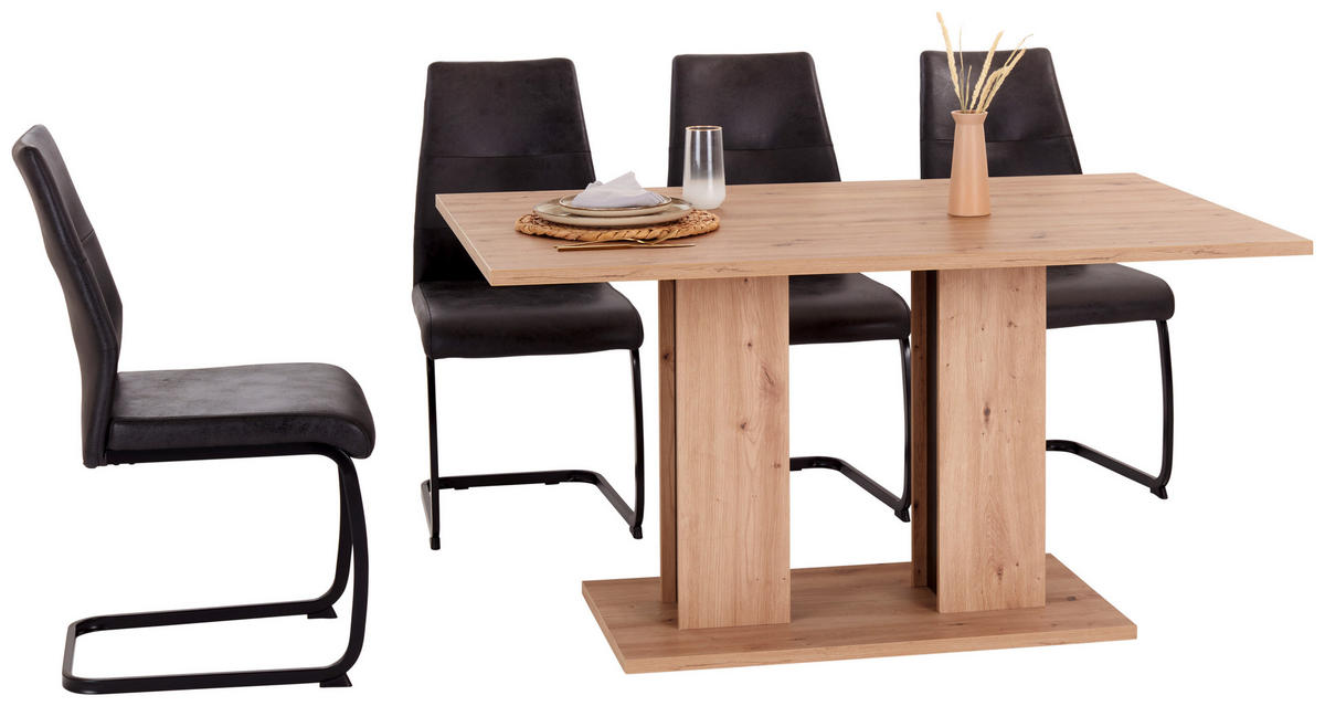 ESSTISCH rechteckig Eiche Artisan  - Schwarz/Eiche Artisan, KONVENTIONELL, Holzwerkstoff (138/74/90cm) - home24