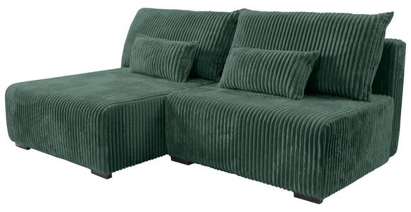 ECKSOFA in Cord Dunkelgrün  - Dunkelgrün/Schwarz, MODERN, Holz/Textil (145/210cm) - Carryhome