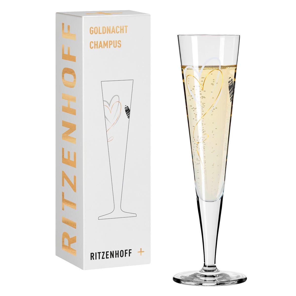 CHAMPAGNERGLAS 205 ml  - Goldfarben/Schwarz, LIFESTYLE, Glas (7,2/7,2/24,0cm) - Ritzenhoff