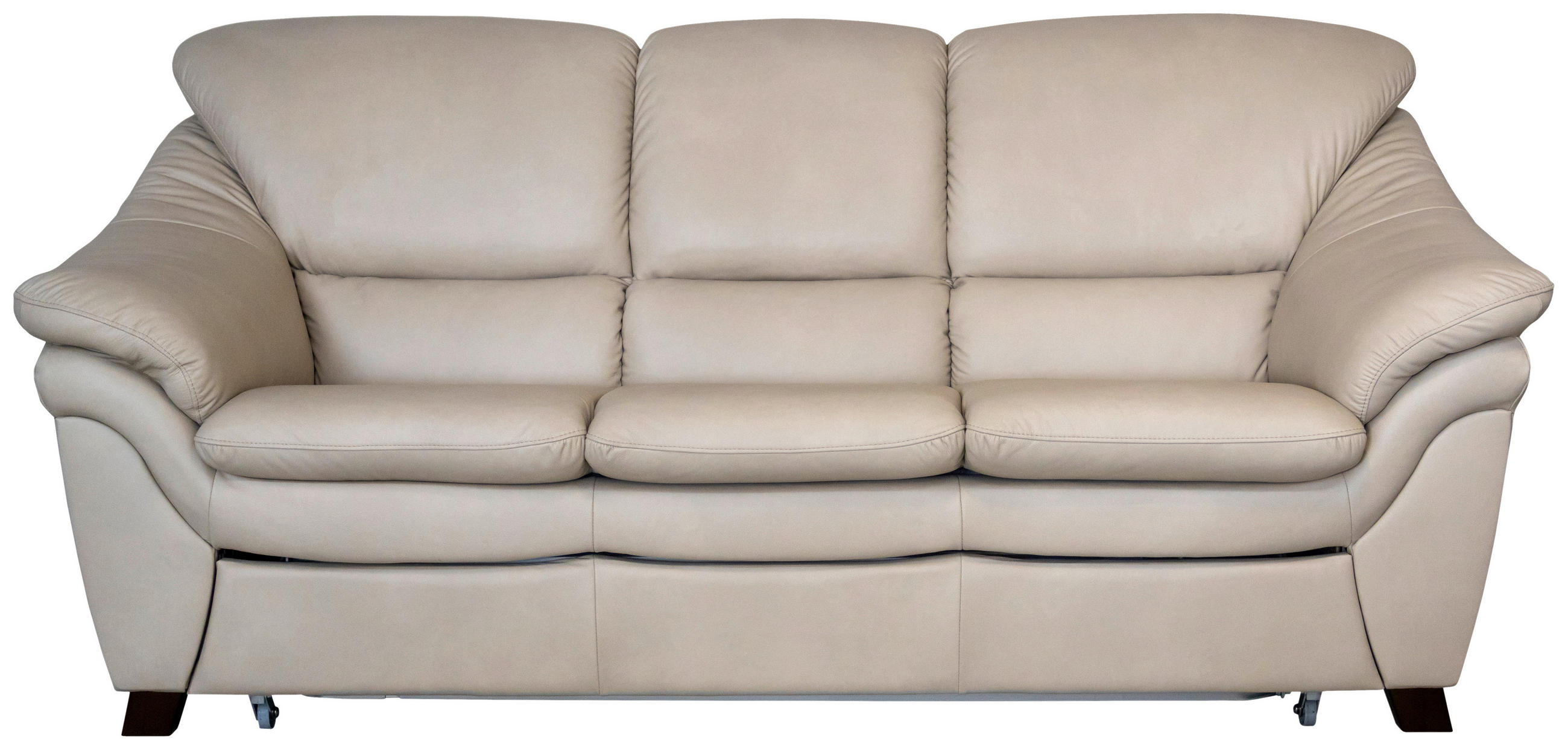 HÁROMÜLÉSES KANAPÉ bőr ekrü  - diófa színű/ekrü, bőr/fa (202/96/102cm) - Andante