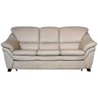 HÁROMÜLÉSES KANAPÉ bőr ekrü  - diófa színű/ekrü, bőr/fa (202/96/102cm) - Andante