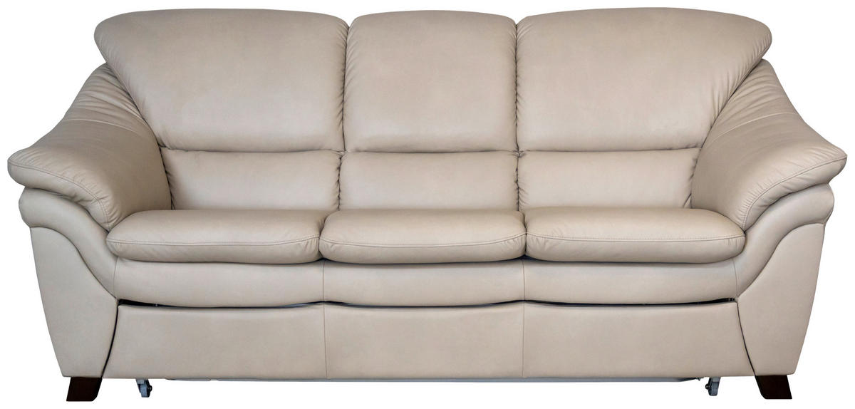 HÁROMÜLÉSES KANAPÉ bőr ekrü  - diófa színű/ekrü, bőr/fa (202/96/102cm) - Andante