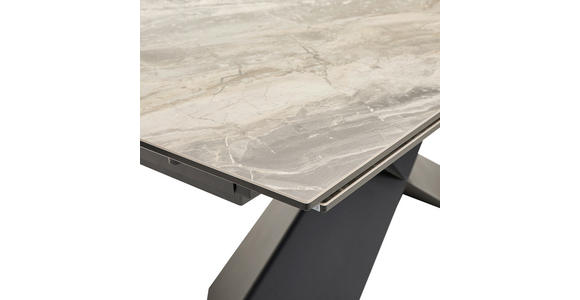 ESSTISCH in Metall, Glas, Keramik 180-250/98/77 cm  - Beige/Schwarz, Design, Glas/Keramik (180-250/98/77cm) - Belluti