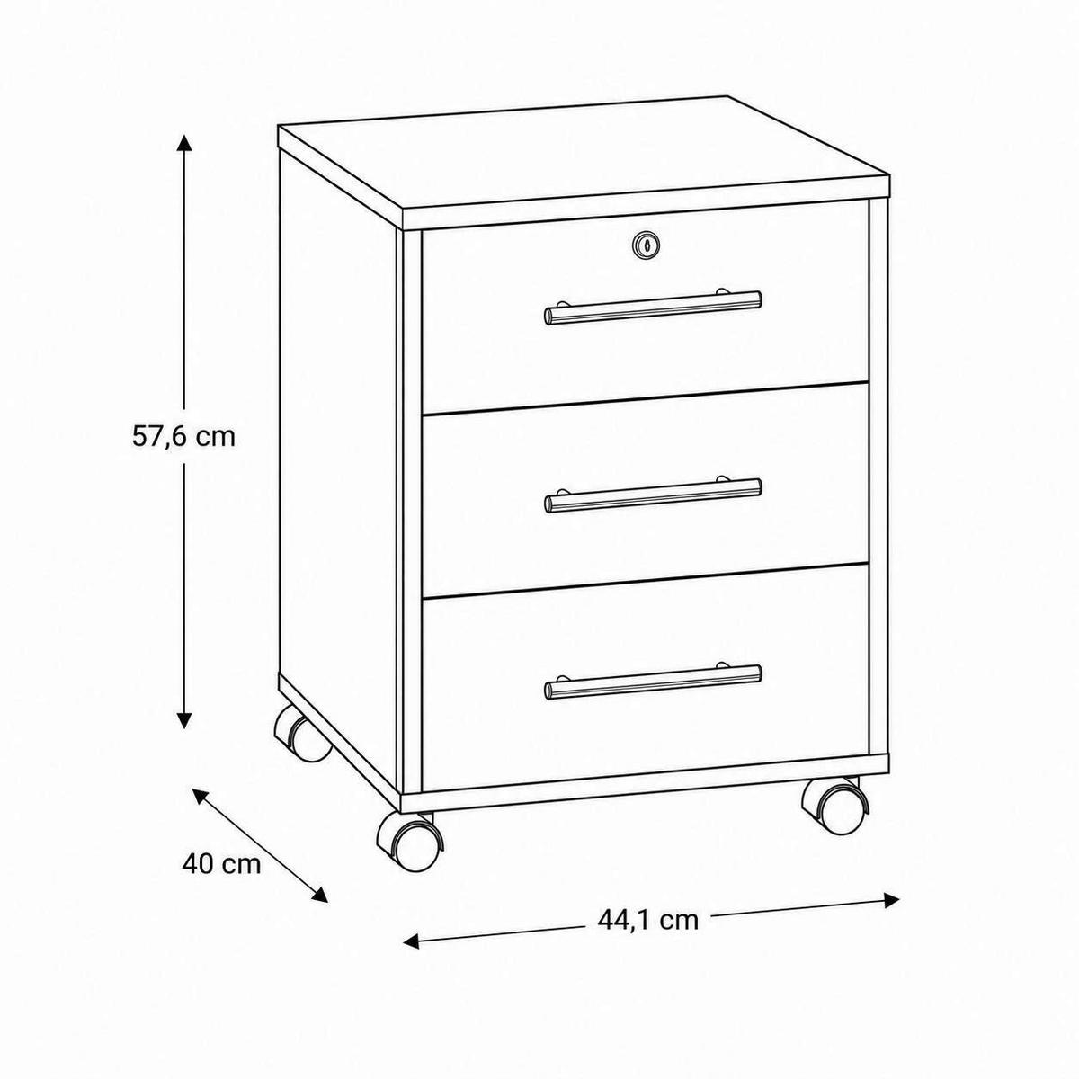ROLLCONTAINER 44/58/40 cm  - Anthrazit/Silberfarben, LIFESTYLE, Holzwerkstoff/Metall (44/58/40cm) - MID.YOU