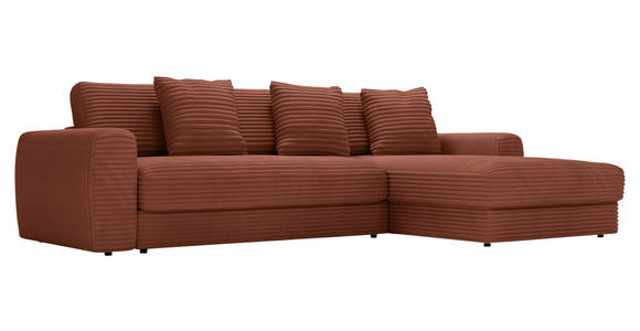 ECKSOFA Bronzefarben Cord  - Schwarz/Bronzefarben, MODERN, Kunststoff/Textil (302/182cm) - Carryhome