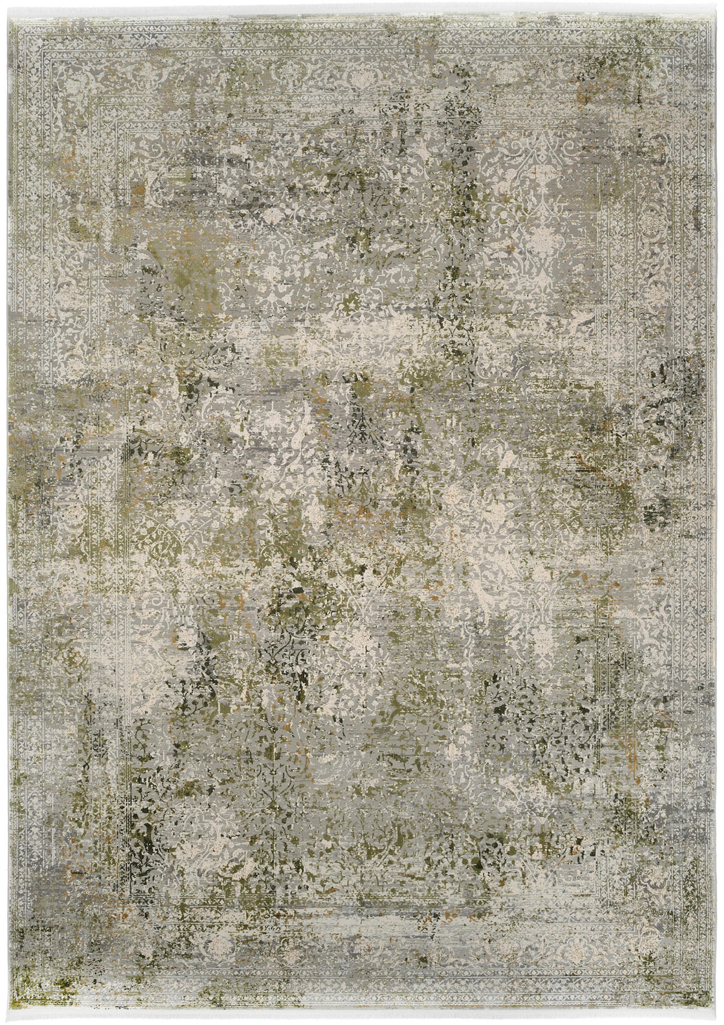 Dieter Knoll Läufer Avignon Grau, Grün 80x300 cm