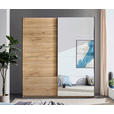 SCHWEBETÜRENSCHRANK 215/225,5/60,5 cm 2-türig Eichefarben  - Eichefarben/Schwarz, MODERN, Glas/Holzwerkstoff (215/225,5/60,5cm) - Xora