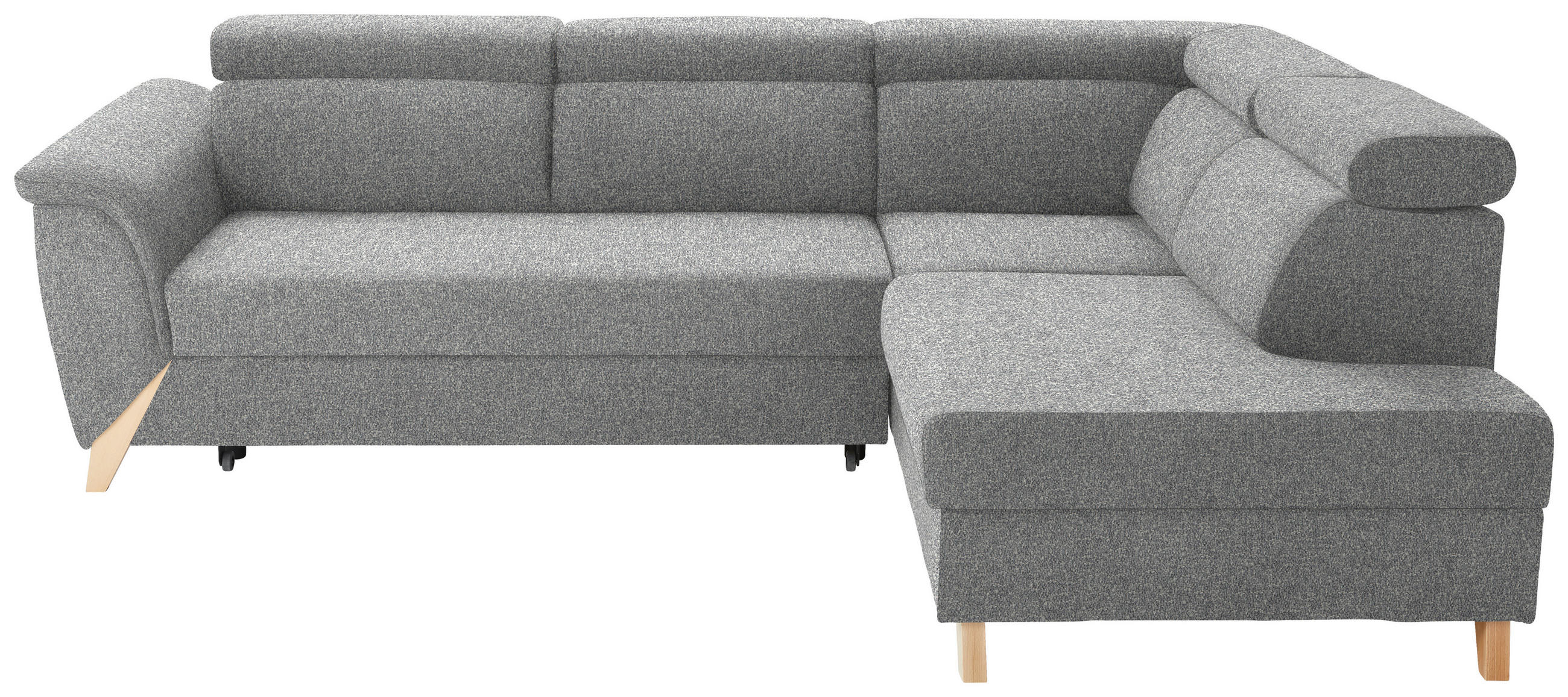ECKSOFA  in Bouclé Grau  265/200 cm  - Naturfarben/Grau, KONVENTIONELL, Holz/Textil (265/200cm) - Stylife