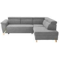 ECKSOFA  in Bouclé Grau  265/200 cm  - Naturfarben/Grau, KONVENTIONELL, Holz/Textil (265/200cm) - Stylife