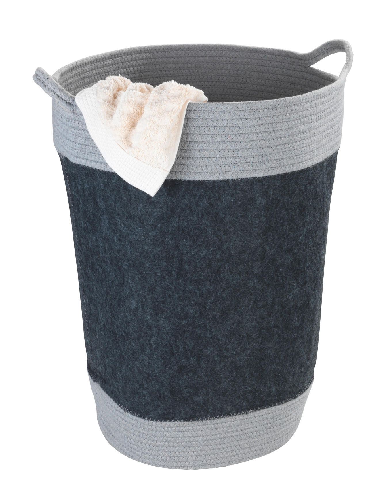 WÄSCHEKORB - Dunkelgrau, Basics, Naturmaterialien/Textil (38/55/38cm) - Wenko
