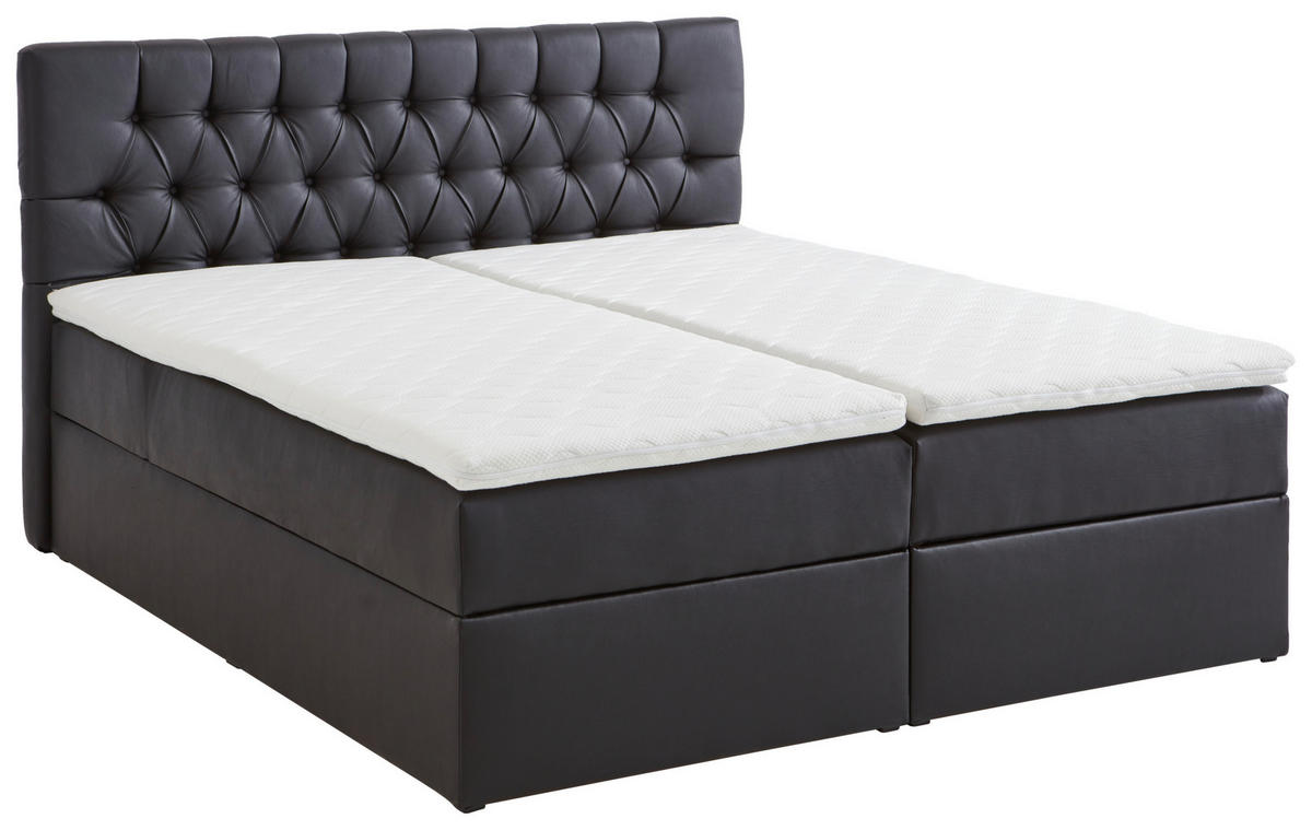 BOX-ÁGY 180/200 cm  fekete  - fekete, Modern, műanyag/textil (180/200cm) - MID.YOU