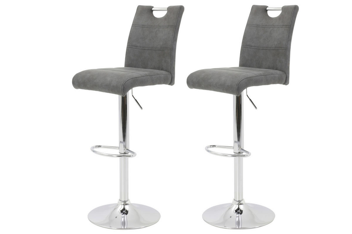 BARHOCKER in Metall, Textil Anthrazit  - Chromfarben/Anthrazit, MODERN, Textil/Metall (40/97-119/50cm) - MID.YOU