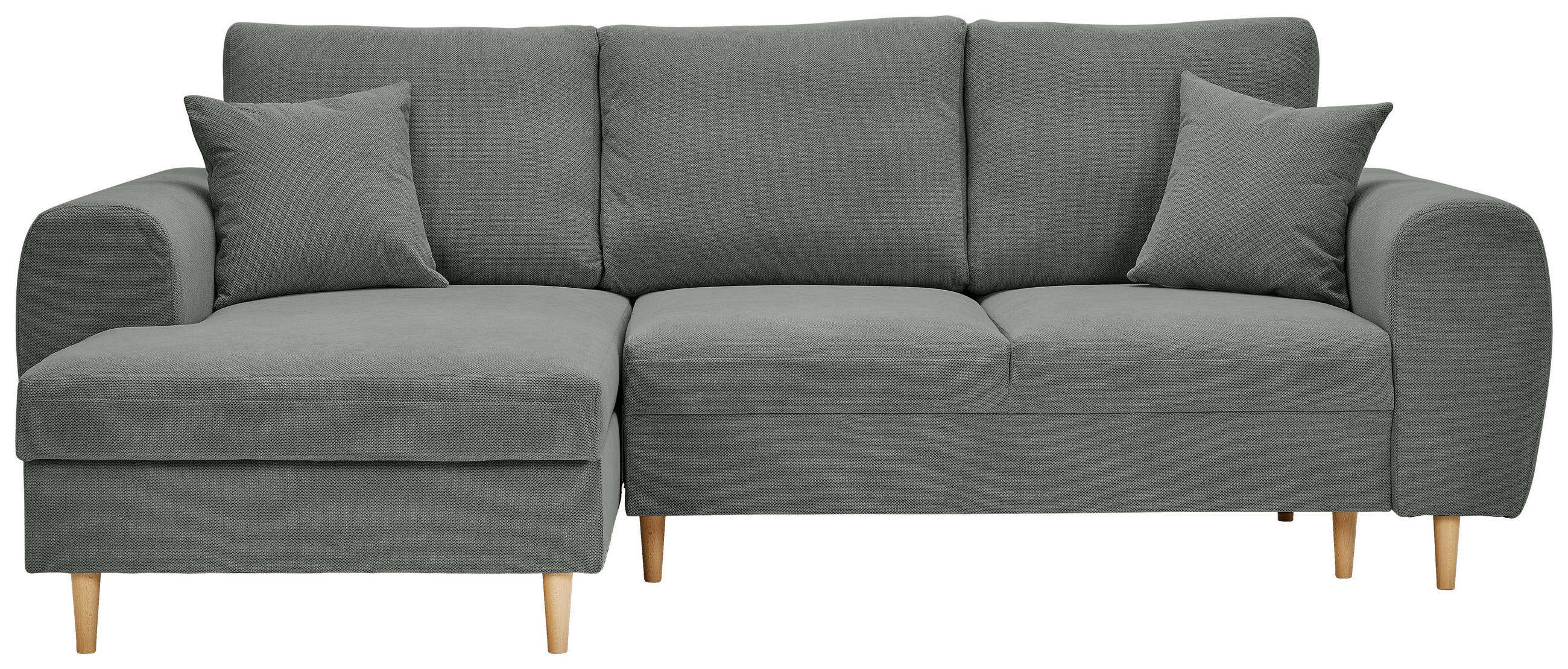 ECKSOFA in Webstoff Dunkelgrau  - Dunkelgrau/Naturfarben, Konventionell, Holz/Textil (145/250cm) - MID.YOU