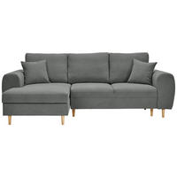ECKSOFA Dunkelgrau Webstoff  - Dunkelgrau/Naturfarben, KONVENTIONELL, Holz/Textil (145/250cm) - Carryhome