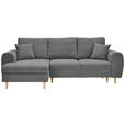 ECKSOFA in Webstoff Dunkelgrau  - Dunkelgrau/Naturfarben, KONVENTIONELL, Holz/Textil (145/250cm) - Carryhome